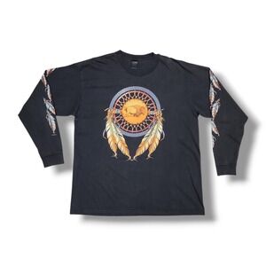 Vintage Lightning Clothing Buffalo Dream Catcher Long Sleeve Black Tee Men's XL